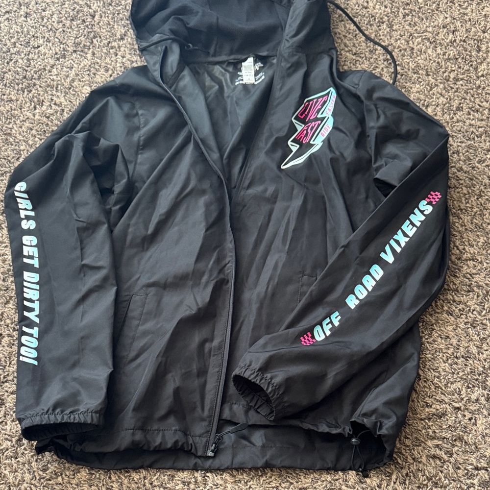 Off Road Vixens Windbreaker Jacket with Teal & Pink Graphics